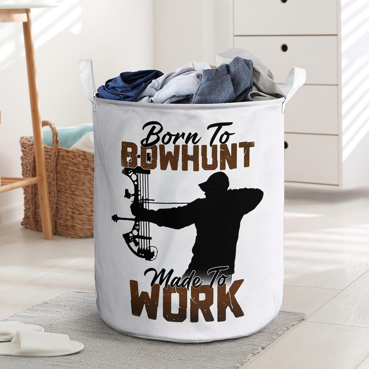 Born to bowhunt made to work - Laundry basket - LAUB14NGC020322-Owls Matrix