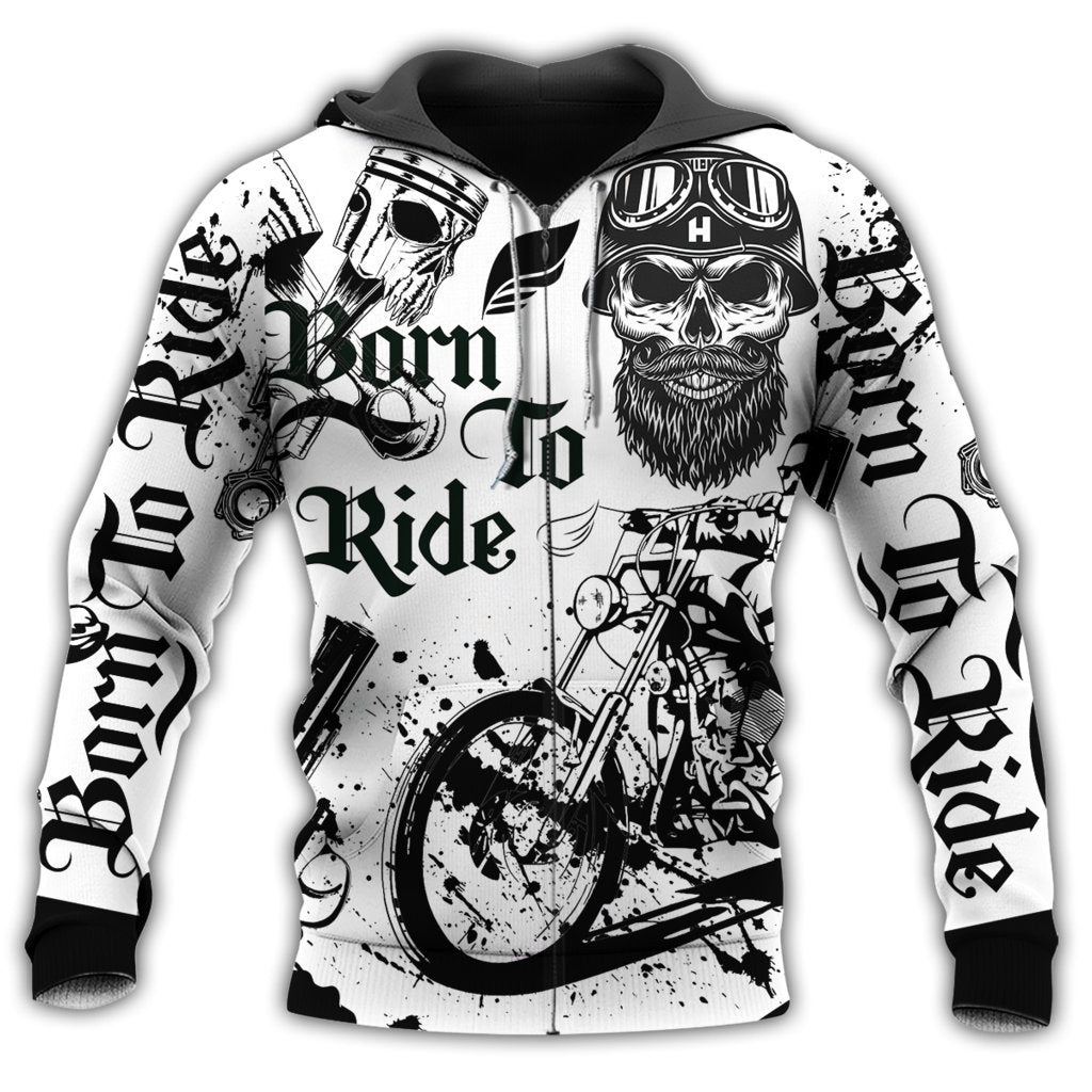 Born To Ride Motorcycle Black White - 3D Hoodie