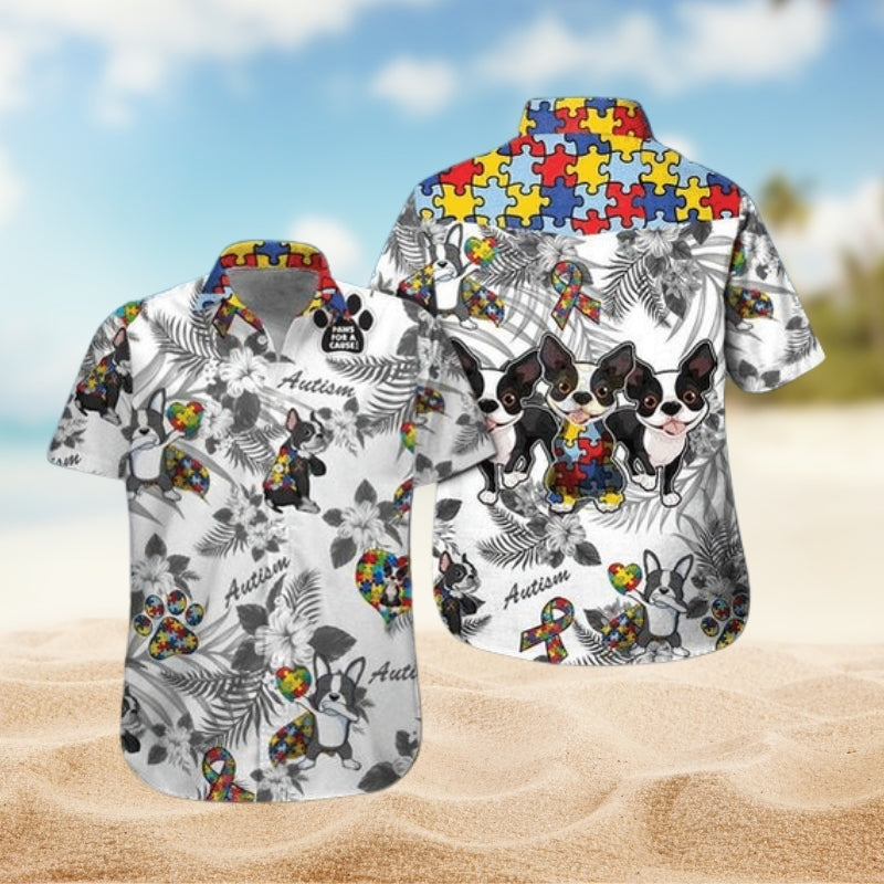 Boston Terrier Autism Awareness – Hawaiian Shirt