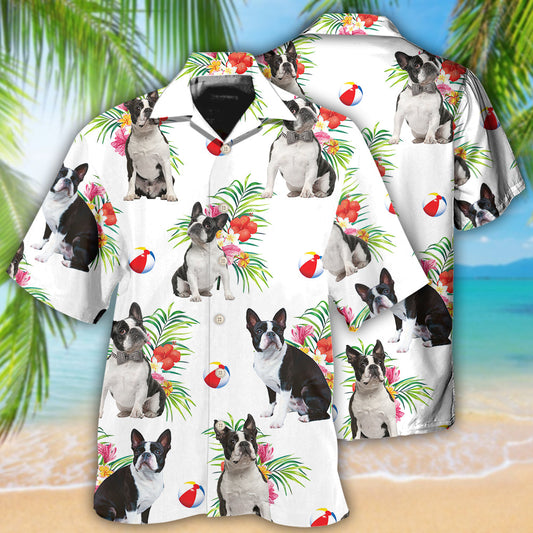 Boston Terrier Tropical Floral Style – Hawaiian Shirt