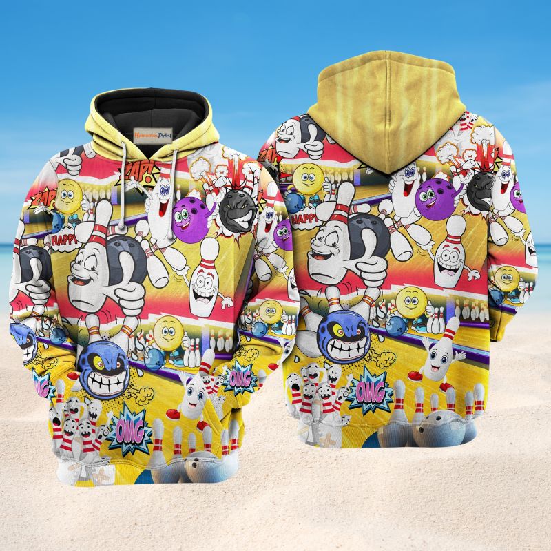 Bowling Split Happens Quote Art – 3D Hoodie