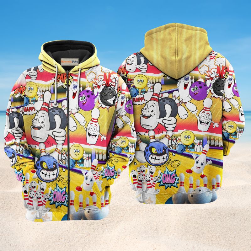Bowling Split Happens Quote Art – 3D Hoodie