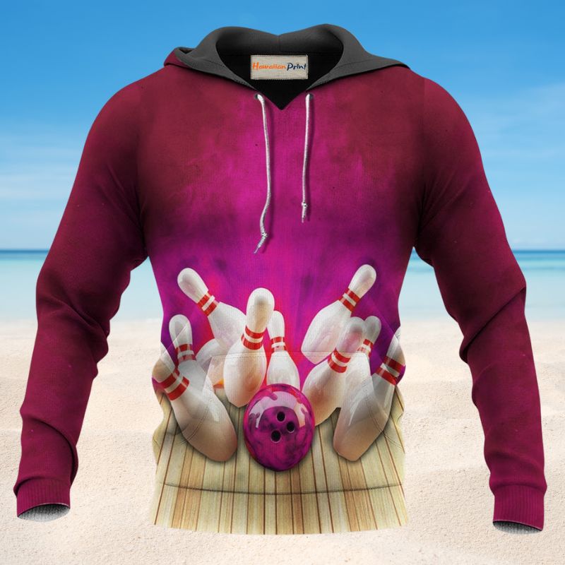Bowling Dark Pink Style - 3D Hoodie