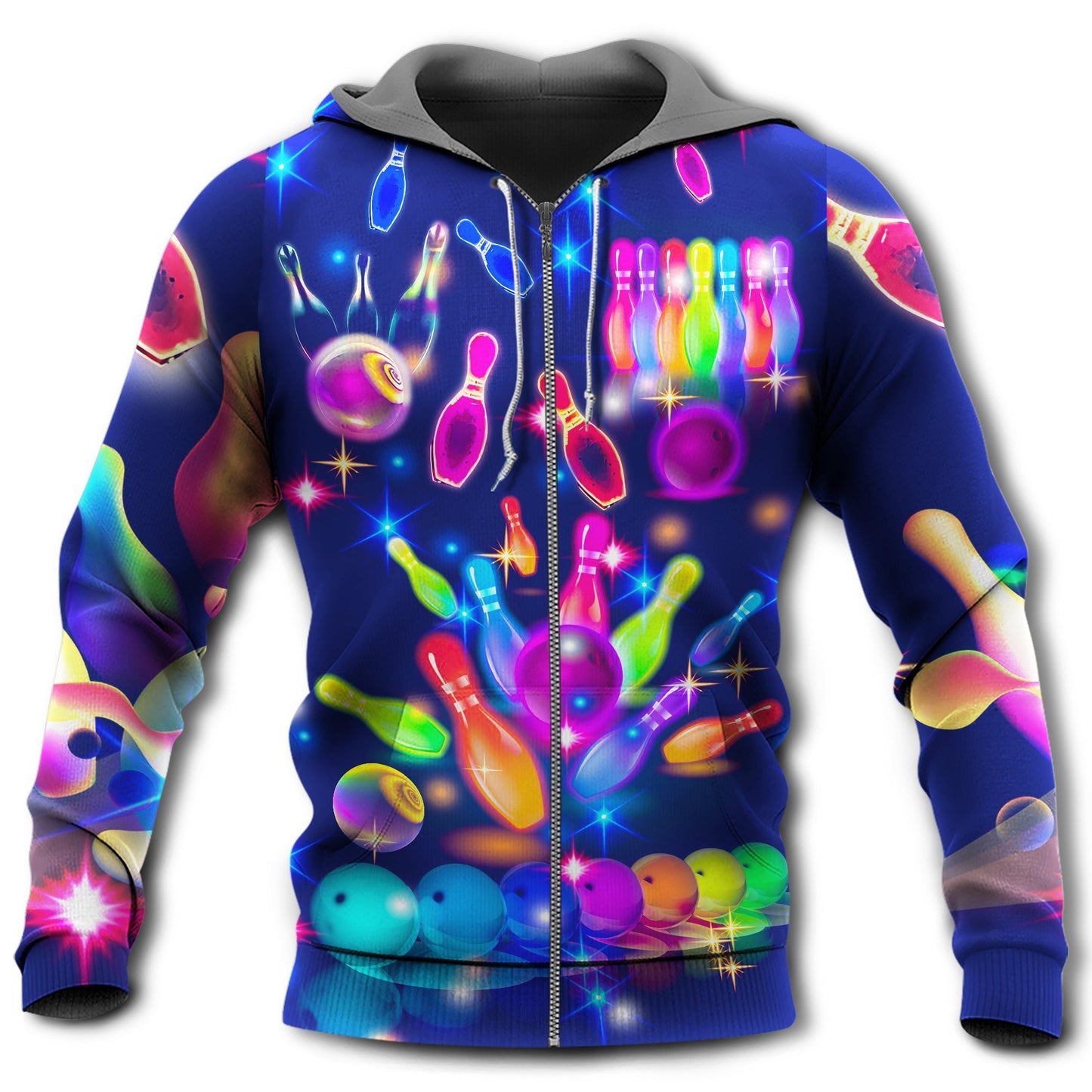 Bowling Neon Rainbow Style - 3D Hoodie2