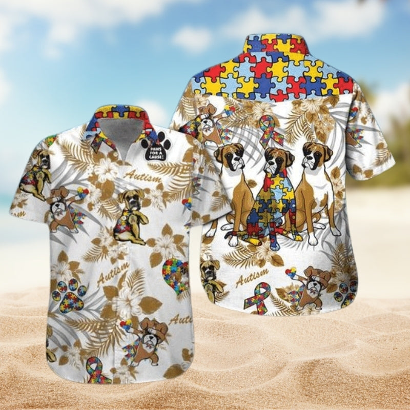 Boxer Autism Awareness – Hawaiian Shirt