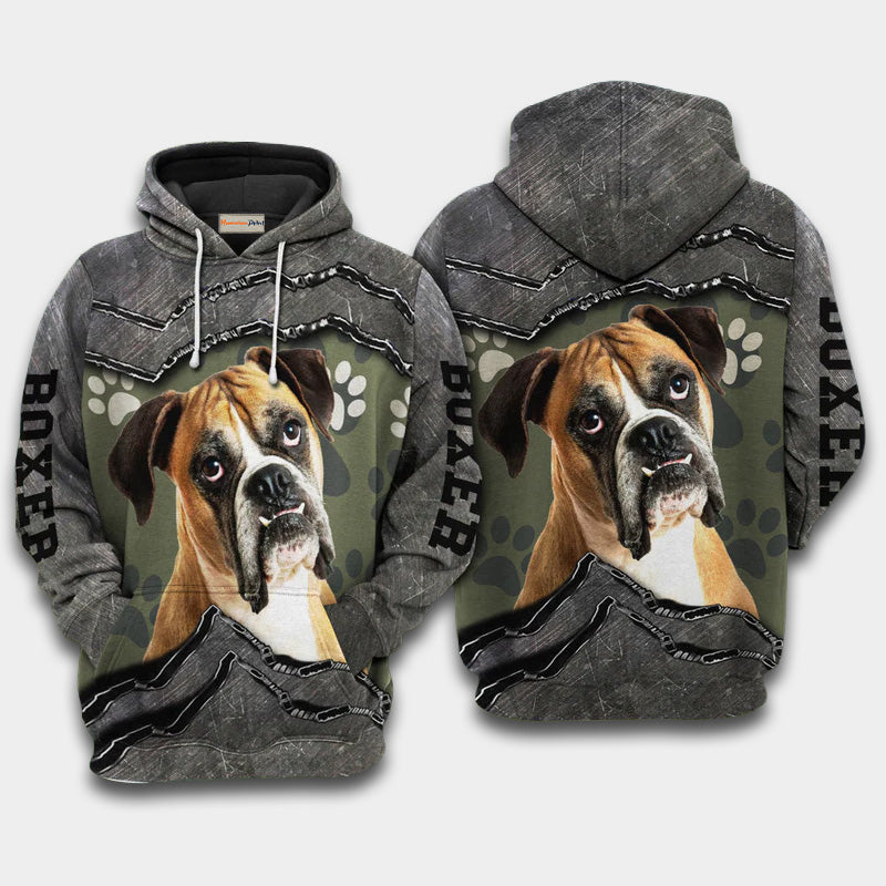 Boxer Dog My Friend Art – 3D Hoodie
