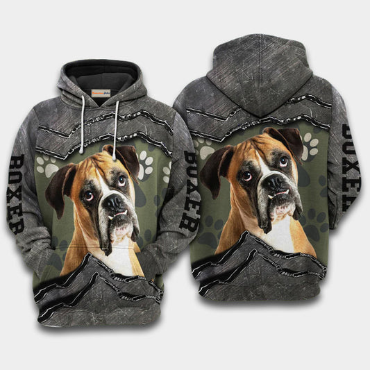 Boxer Dog My Friend Art – 3D Hoodie
