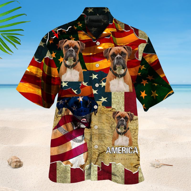 Boxer America Sunset Photo Style – Hawaiian Shirt