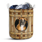 S: 17.72”x13.78” (45x35 cm) Boxer Dog Wooden Barrel - Laundry Basket - Owls Matrix LTD