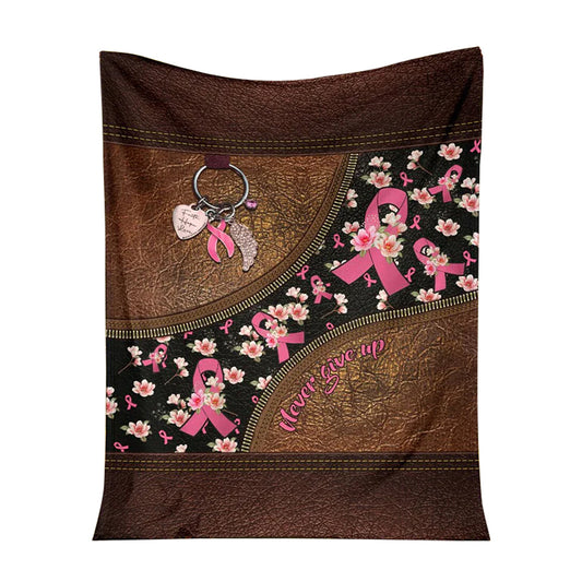 Breast Cancer Awareness Strength And Hope Message 50 x 60 Inch Flannel Blanket For Cozy Bedroom And Sofa Decor