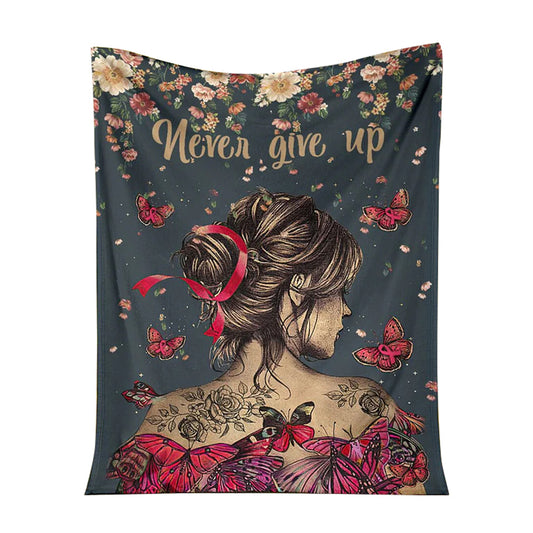 Breast Cancer Awareness Butterfly 50 x 60 Inch Flannel Blanket For Cozy Bedroom And Sofa Decor
