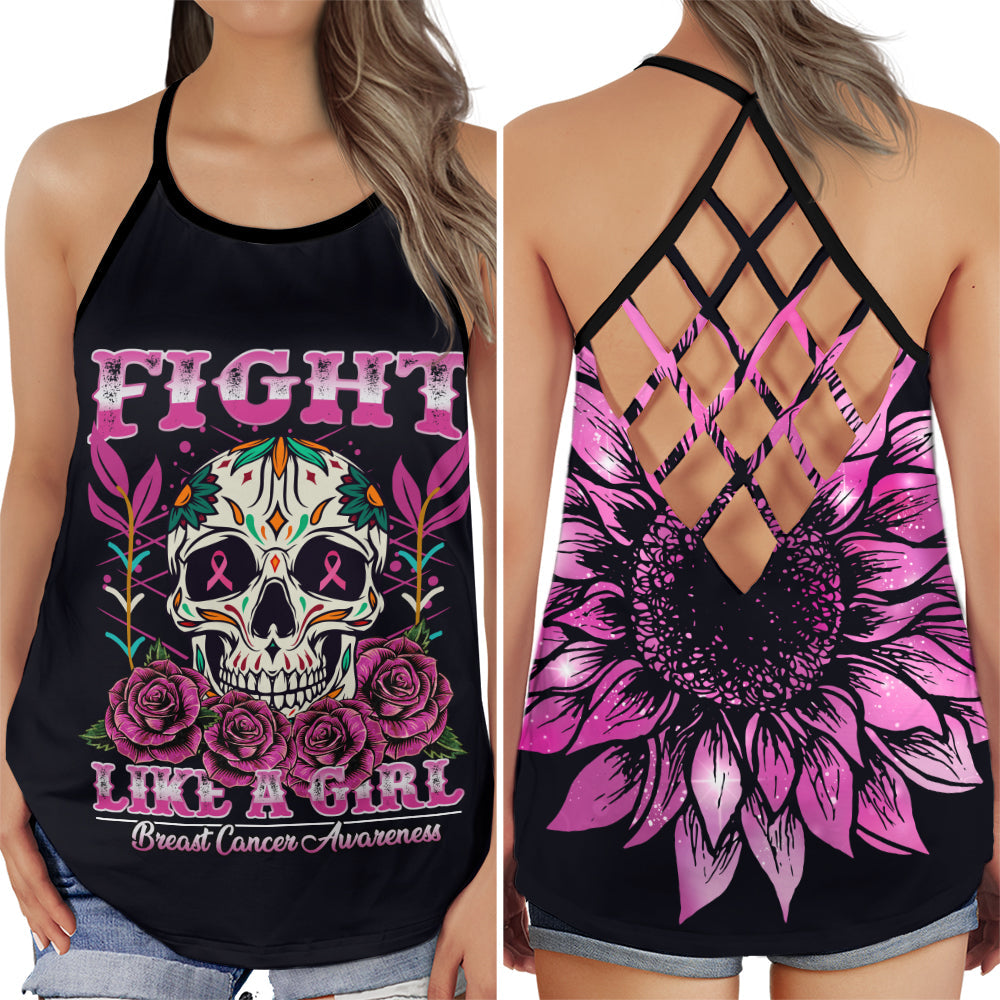 Breast Cancer Fight Like A Girl Awareness Summer Hope Art - Hollow Tank Top