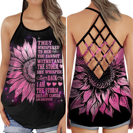 Breast Cancer Awareness Pink Flower Strength Edition – Hollow Tank Top
