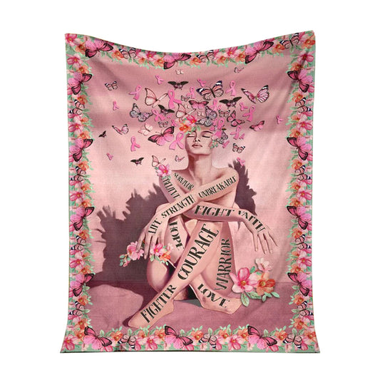 Breast Cancer Survivor Awareness 50 x 60 Inch Flannel Blanket For Cozy Bedroom And Sofa Decor