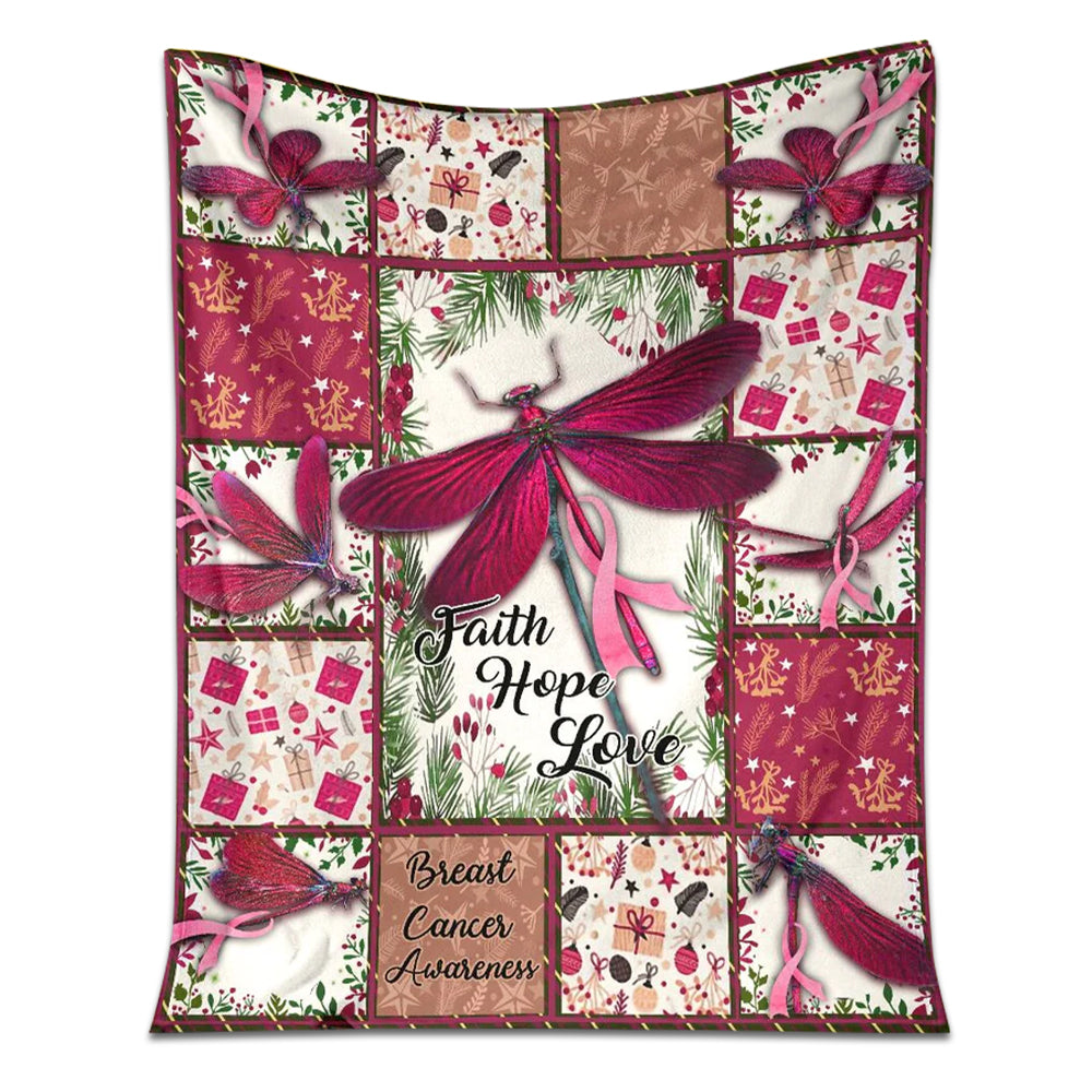Breast Cancer Awareness Dragonfly 50 x 60 Inch Flannel Blanket For Cozy Bedroom And Sofa Decor