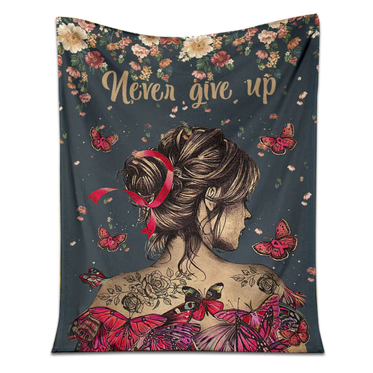 Breast Cancer Breast Cancer Strength And Hope Awareness 50 x 60 Inch Flannel Blanket For Cozy Bedroom And Sofa Decor