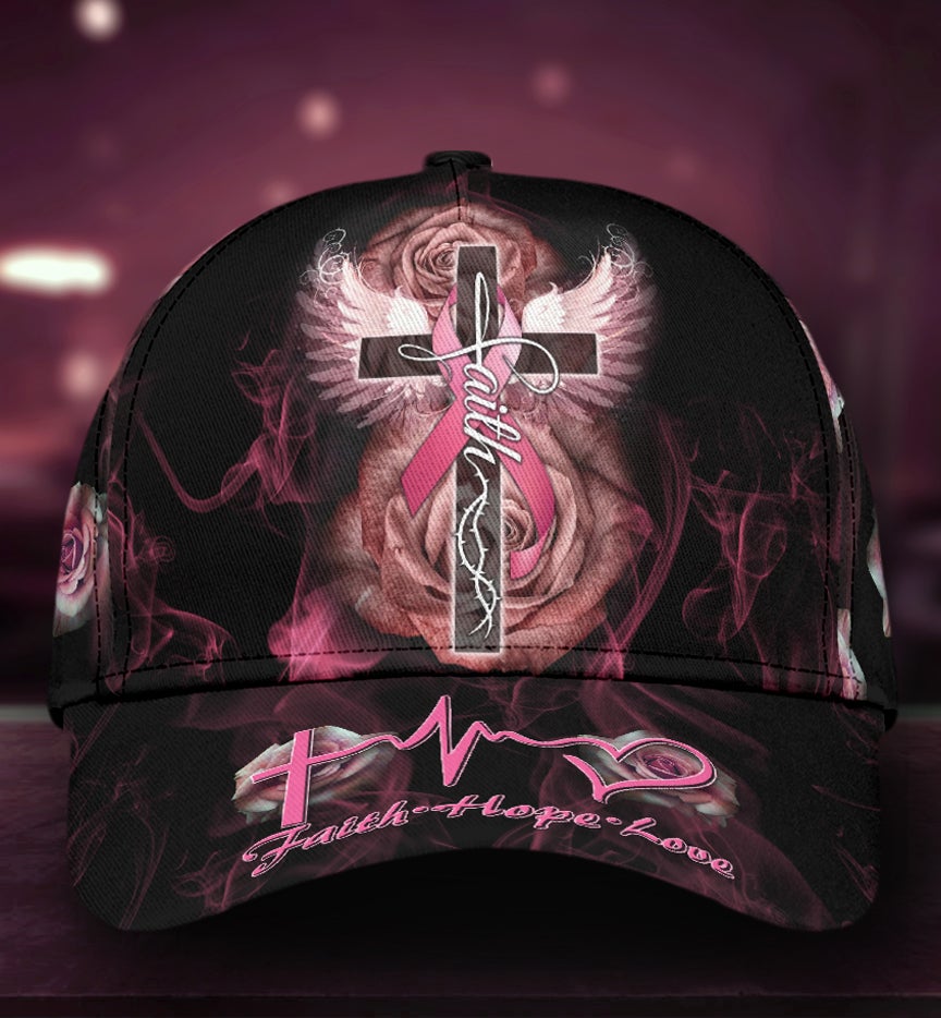 Breast Cancer Rose Cross – Classic Cap