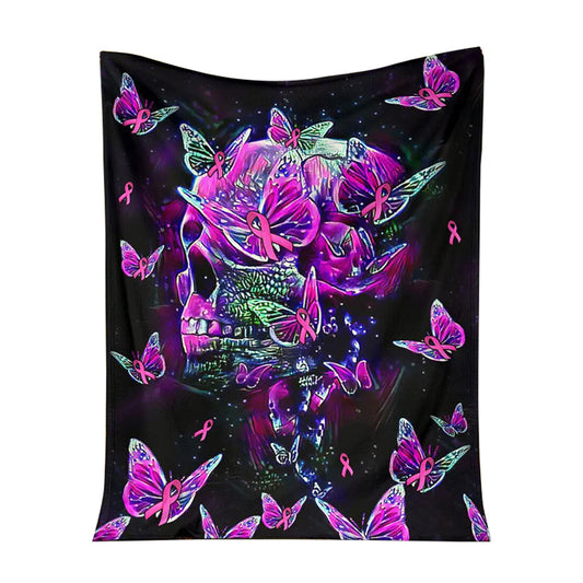 Breast Cancer Awareness Butterfly 50 x 60 Inch Flannel Blanket For Cozy Bedroom And Sofa Decor