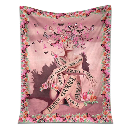 Breast Cancer Survivor Awareness 50 x 60 Inch Flannel Blanket For Cozy Bedroom And Sofa Decor