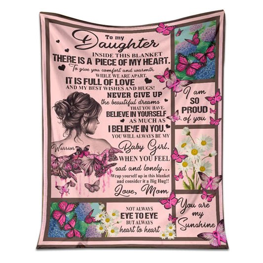 Breast Cancer To My Daughter Breast Cancer Awareness Pink 50 x 60 Inch Flannel Blanket For Cozy Bedroom And Sofa Decor