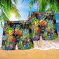 Buffalo Floral Field Animal Art - Beach Short