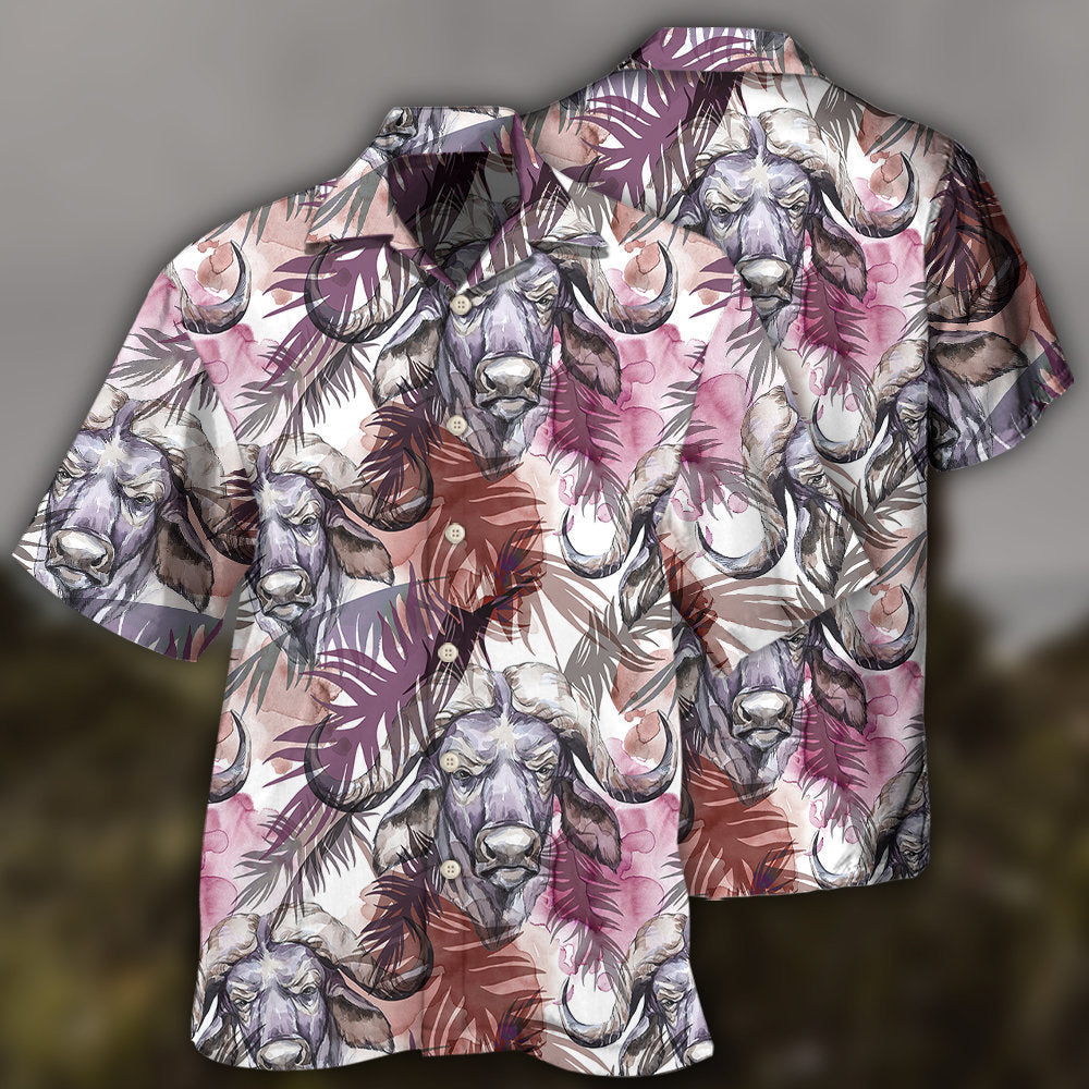 Buffalo Tropical Leaf Wildlife Art – Hawaiian Shirt
