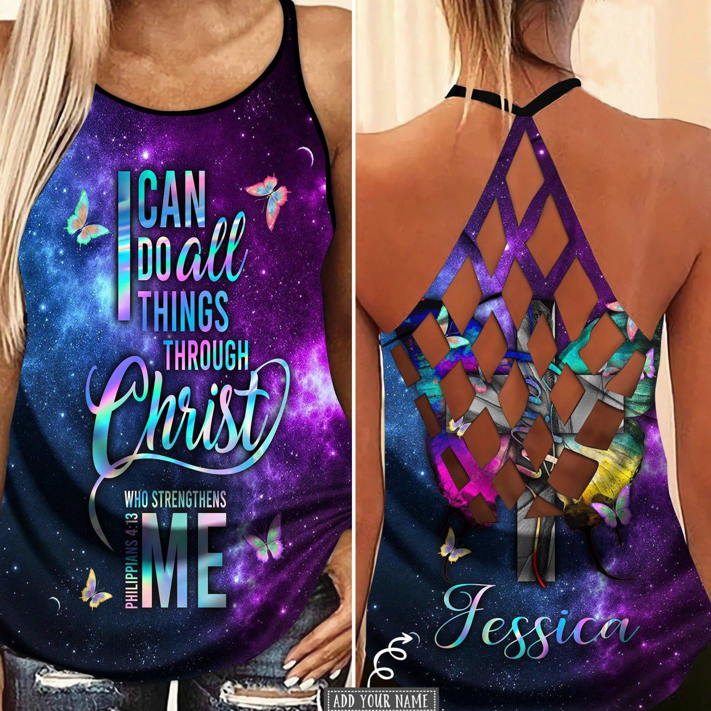 Butterfly Beautiful Everyday Custom Name Limited Edition 9 – Hollow Tank Top