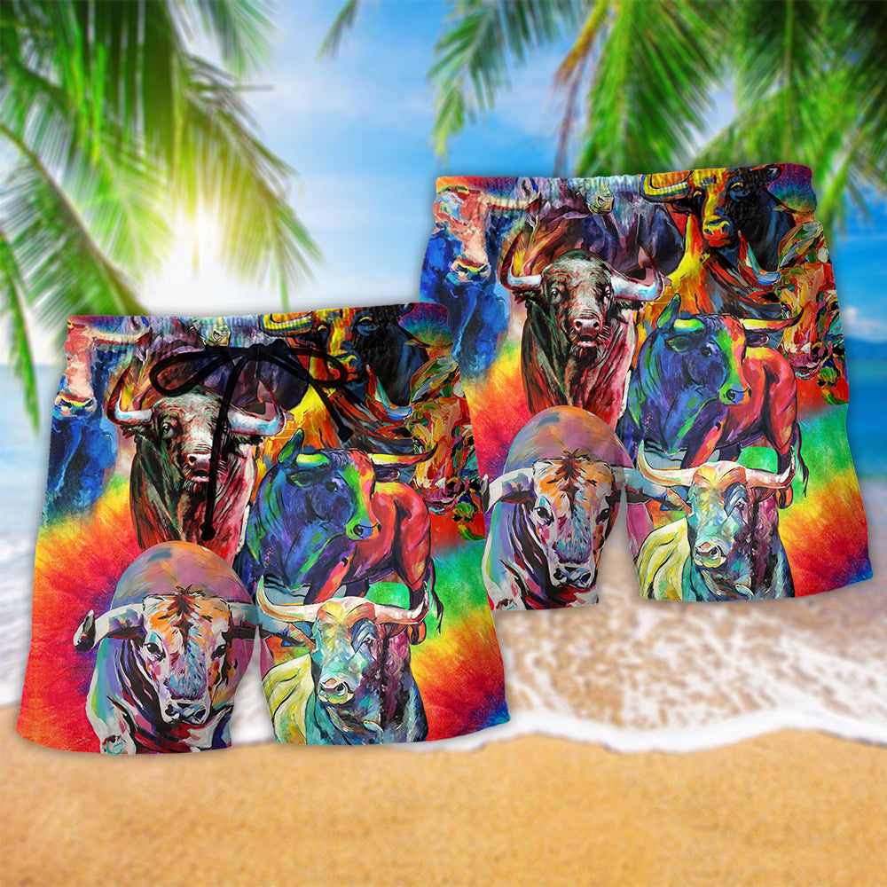 Colorful Bull Animals – Beach Short
