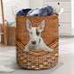 Bull Terrier Dog Rattan Teaxture - Laundry Basket - Owls Matrix LTD