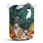 S: 17.72”x13.78” (45x35 cm) Bulldog Halloween Night Pumpkin - Laundry Basket - Owls Matrix LTD