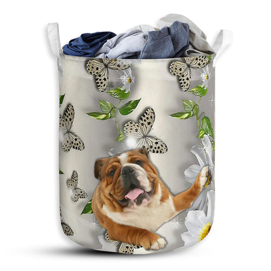 S: 17.72”x13.78” (45x35 cm) Bulldog Oil Painting - Laundry Basket - Owls Matrix LTD
