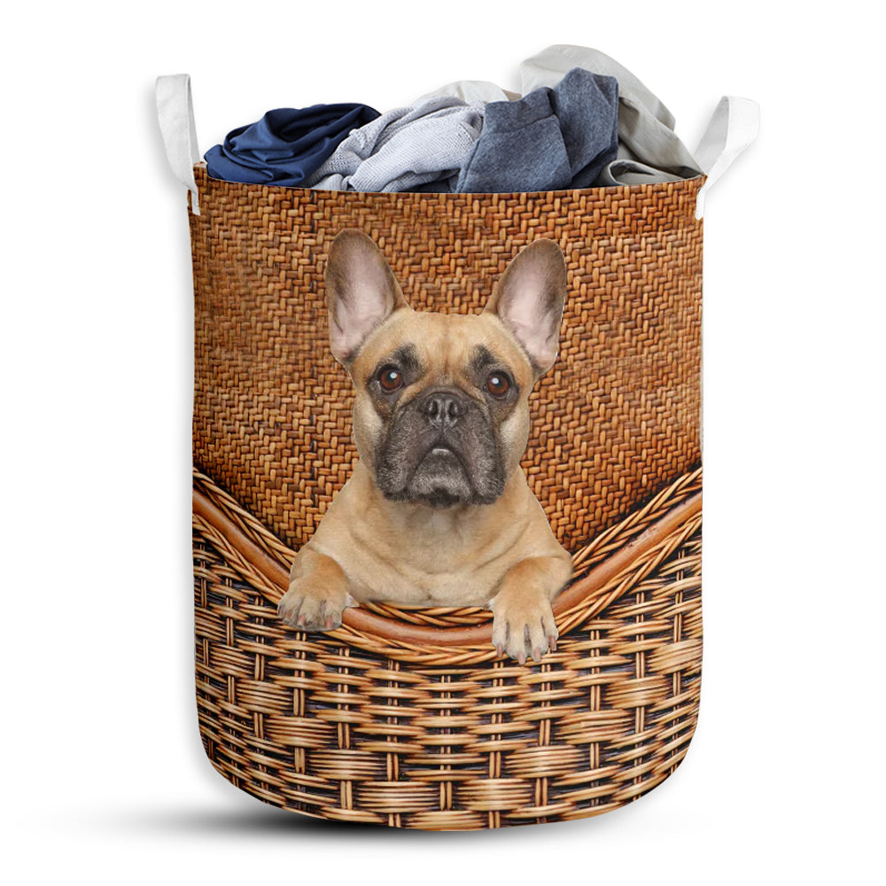 S: 17.72”x13.78” (45x35 cm) Bulldog Rattan Teaxture - Laundry Basket - Owls Matrix LTD