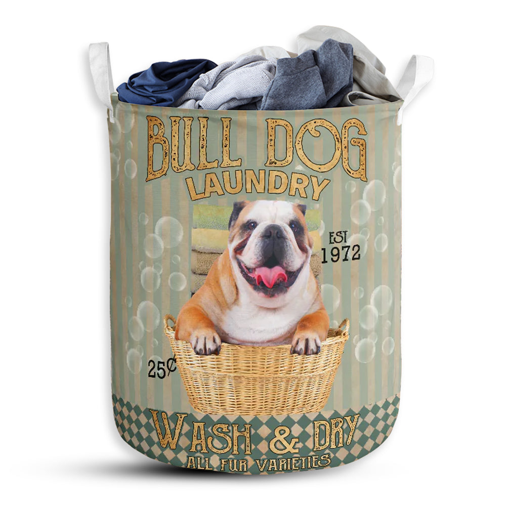 S: 17.72”x13.78” (45x35 cm) Bulldog Wash And Dry - Laundry Basket - Owls Matrix LTD