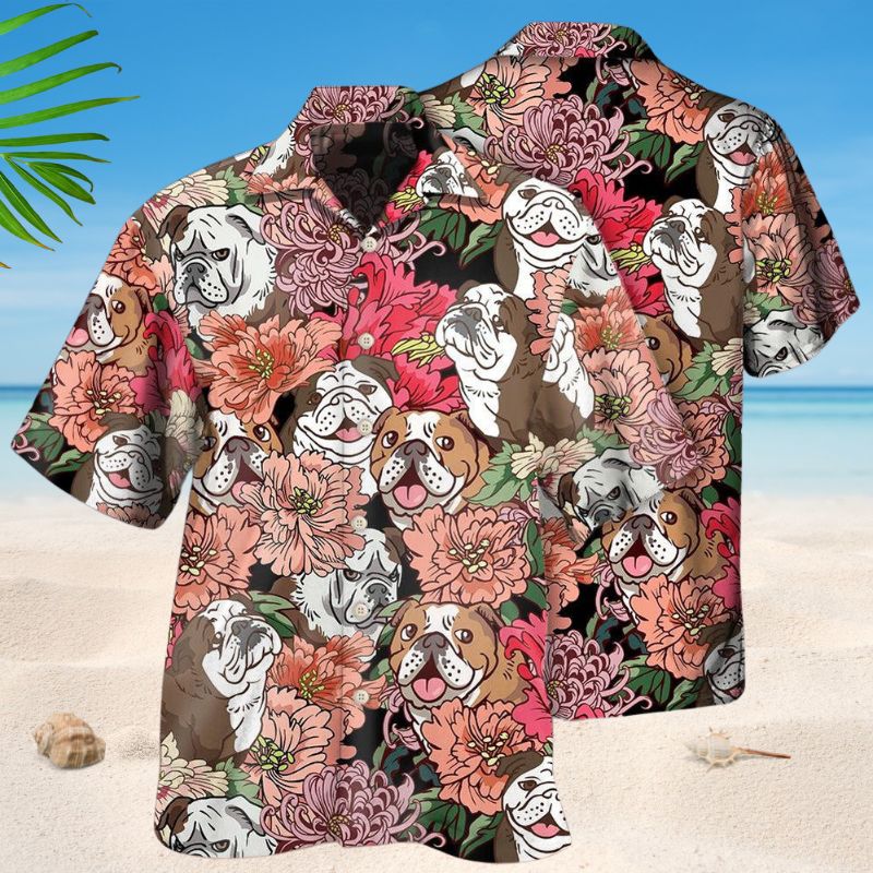 Bulldog And Flowers Style – Hawaiian Shirt