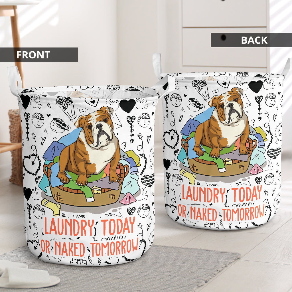 Bulldog Love Pattern - Laundry Basket - Owls Matrix LTD
