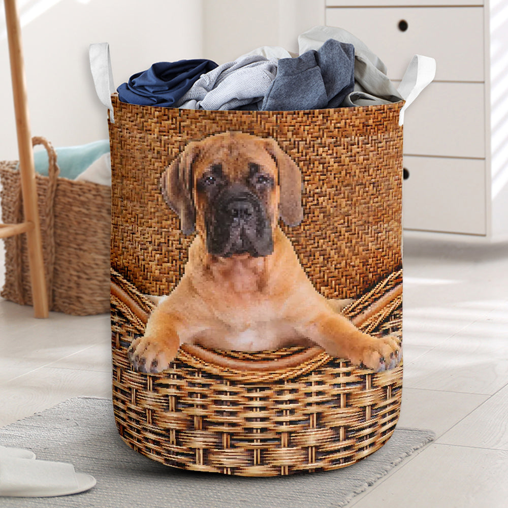Bullmastiff Dog Rattan Teaxture - Laundry Basket - Owls Matrix LTD