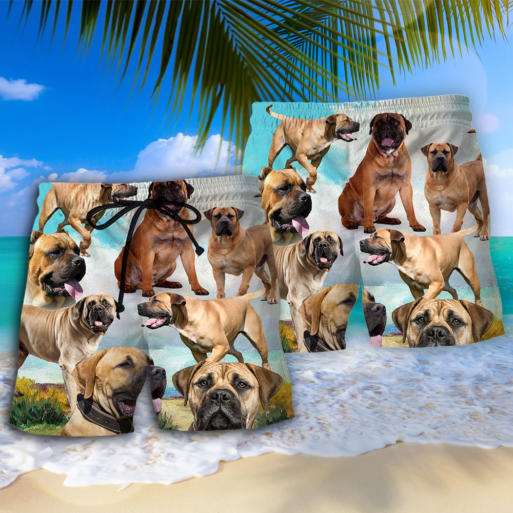 Bullmastiff Lovely Dog Portrait Art – Beach Short