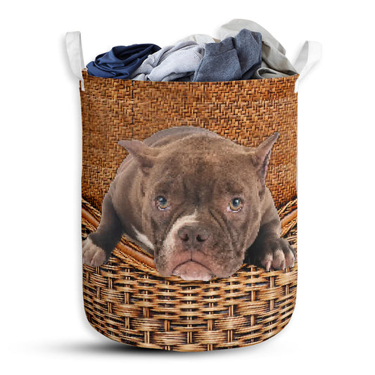 S: 17.72”x13.78” (45x35 cm) Bully Dog Rattan Teaxture - Laundry Basket - Owls Matrix LTD