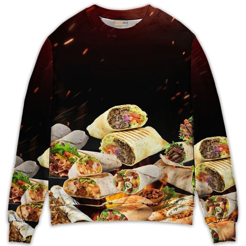 Burritos Fast Food Delicious Art – Sweater - Ugly Christmas Sweater