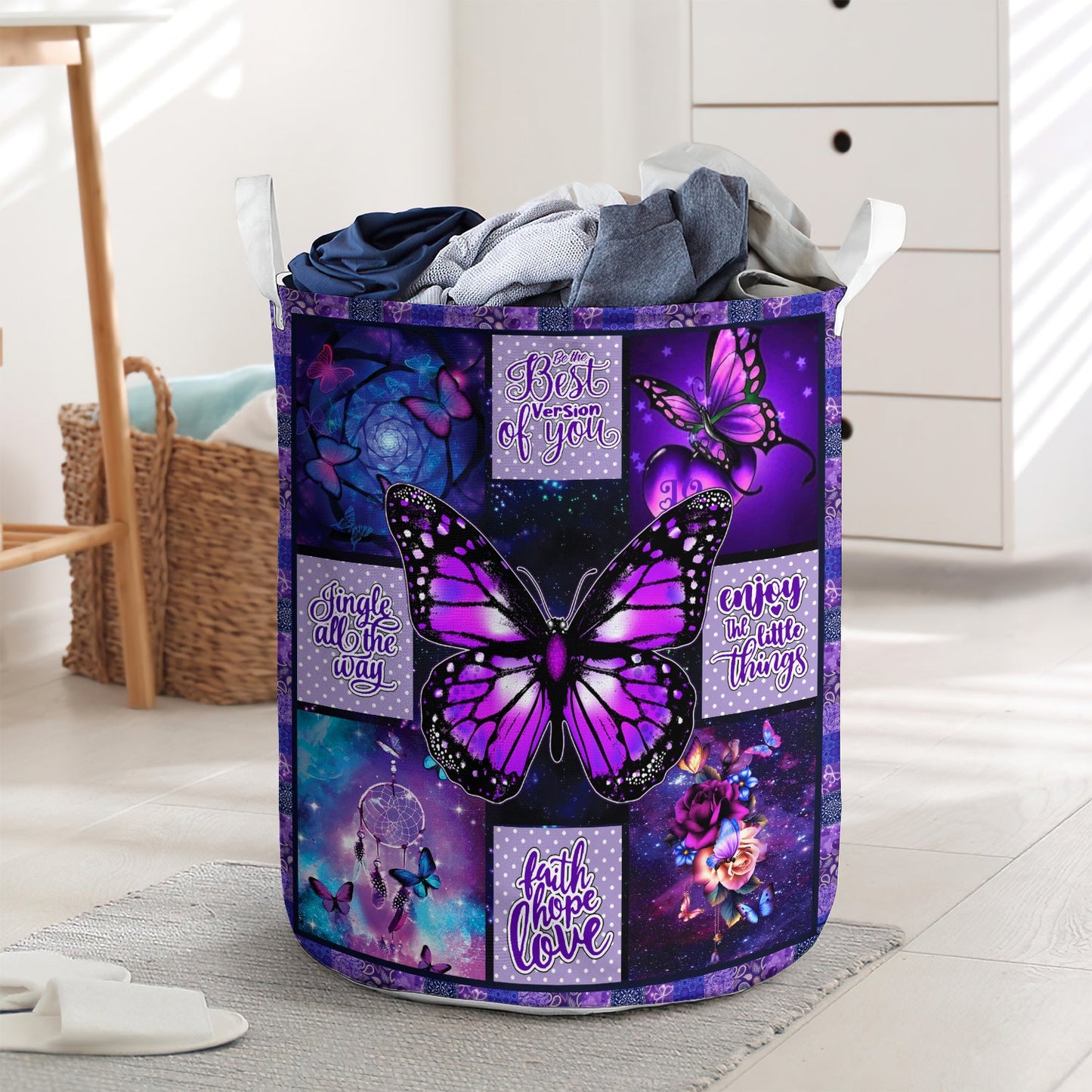 Butterfly enjoy the little things - Laundry basket - LAUB02LIN020322-Owls Matrix