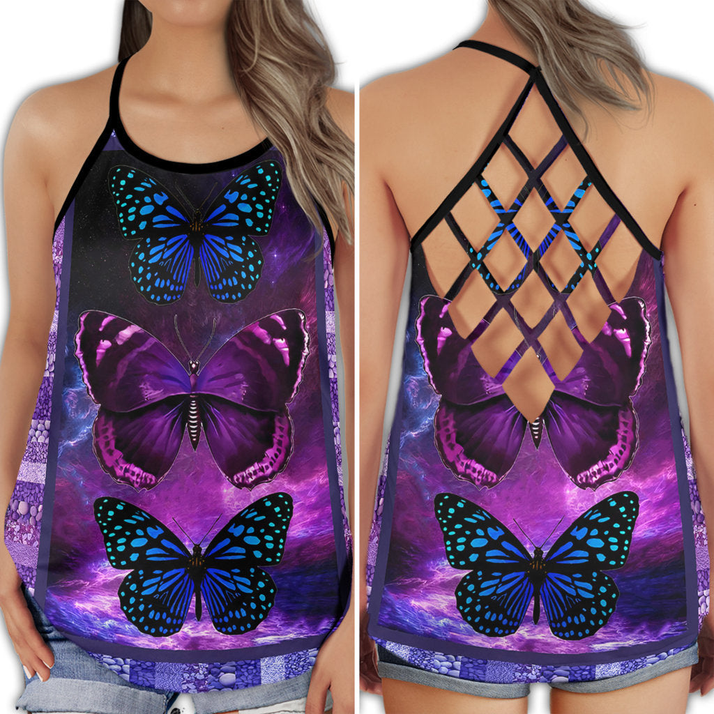 Purple Butterfly Everyday Beauty Vibes - Hollow Tank Top