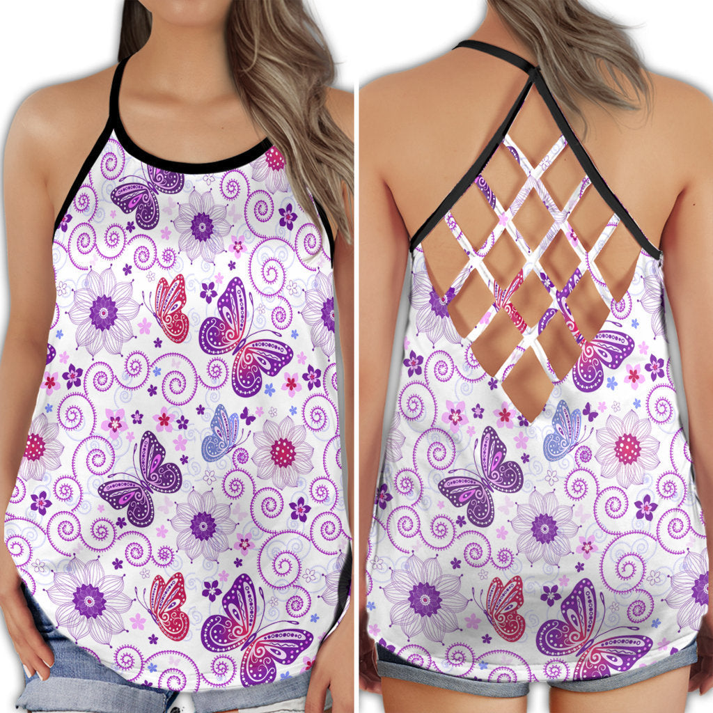 Purple Butterfly Everyday Beauty - Hollow Tank Top