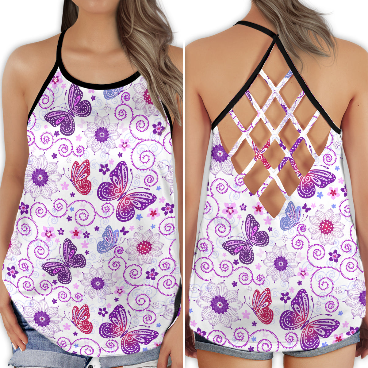 Butterfly Beautiful Everyday Purple – Hollow Tank Top