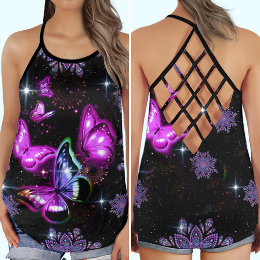 Purple Butterfly Beautiful – Hollow Tank Top