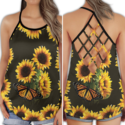 Sunflower Butterfly Everyday Beauty - Hollow Tank Top