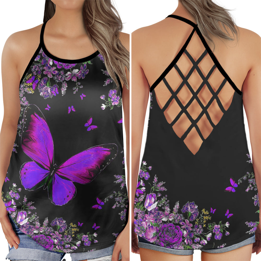 Purple Butterfly Night Nature Collection – Hollow Tank Top