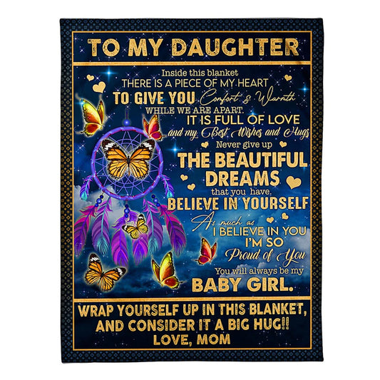 Butterfly Believe In Yourself Daughter Gift 50 x 60 Inch Flannel Blanket For Cozy Bedroom And Sofa Decor