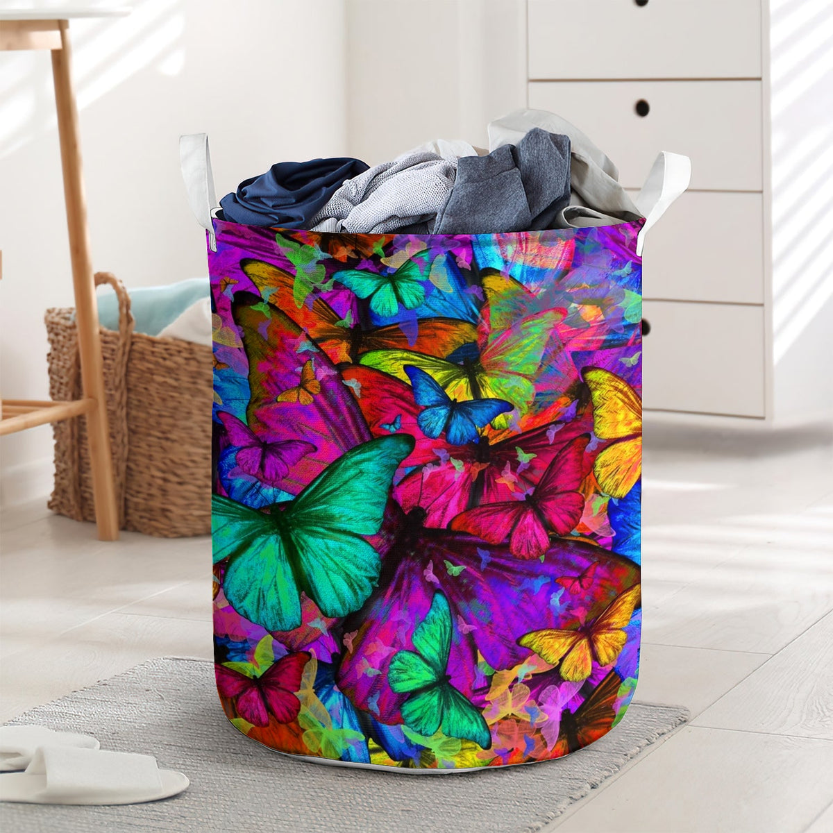 Butterfly Colorful Pattern - Laundry basket - LAUB03LIN220222-Owls Matrix