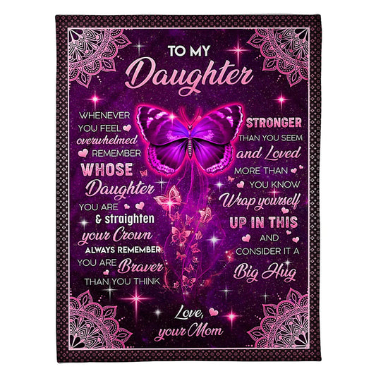 Butterfly Consider Big Hug Daughter Gift 50 x 60 Inch Flannel Blanket For Cozy Bedroom And Sofa Decor