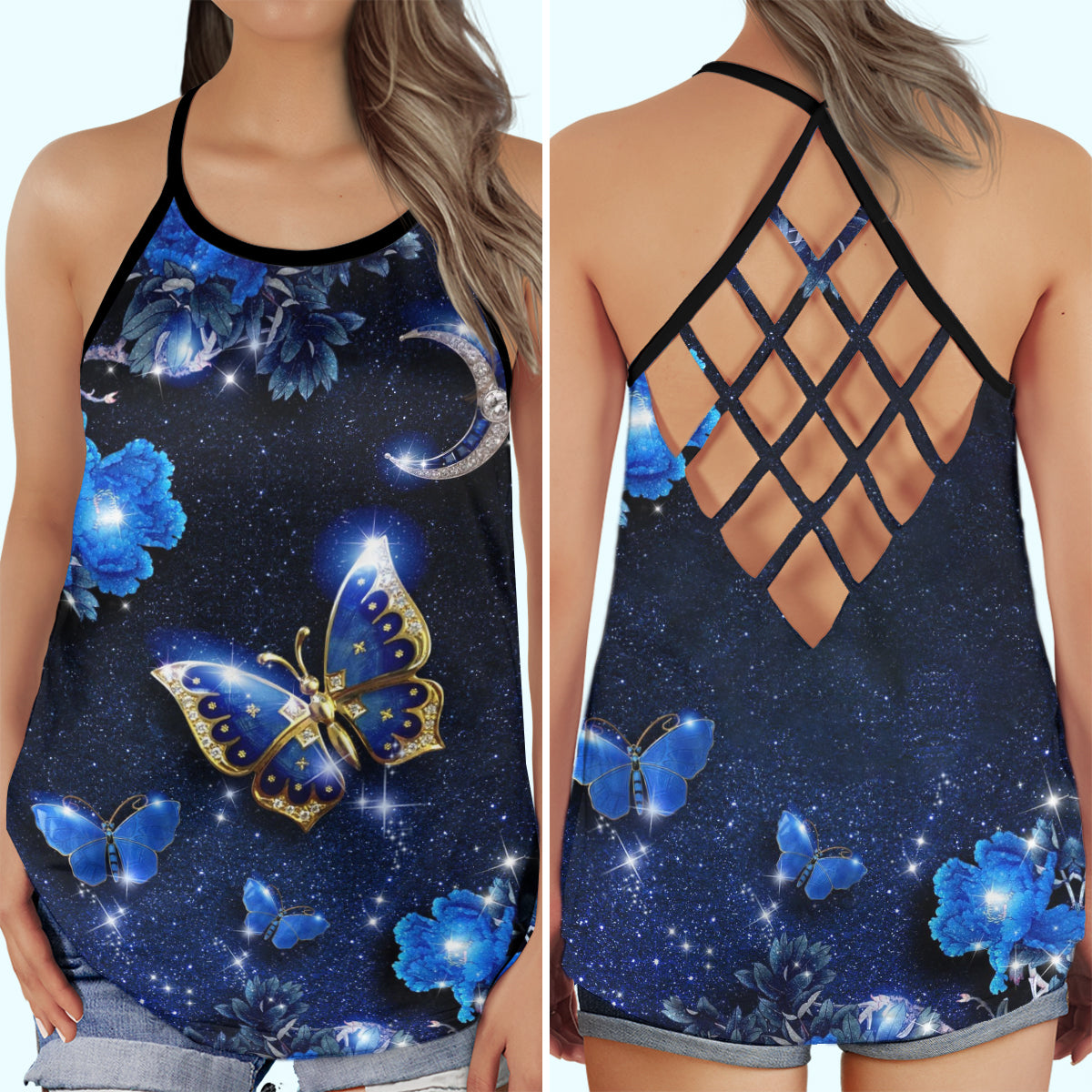 Butterfly Dream Night Blue Aesthetic – Hollow Tank Top